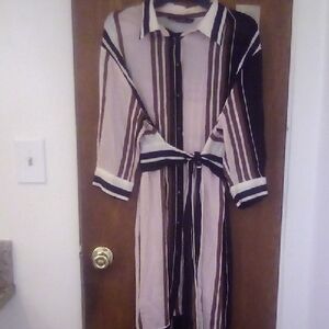 Zara Tie Waist Midi Dress, Size XL